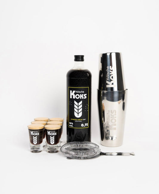 Kölsche Koks | Set Shaker + 0,7 l Flasche + Shotgläser