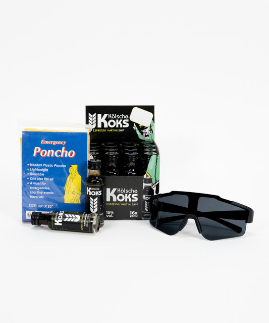 Kölsche Koks | Festivalkit: 16 x 20ml Espresso Martini Shots (PET) + Sonnenbrille + Regenponcho